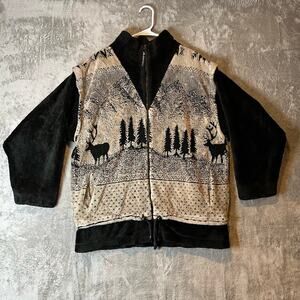 Vintage Denali Women’s Hunting Deer All Over‎ Print Zip Up Jacket Sz Medium